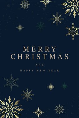 Lüks Noel konsept vektörü, Noel için prim çerçeveli Mutlu Yeni Yıl afişi, Mutlu Yeni Yıl vektör tasarımı. 