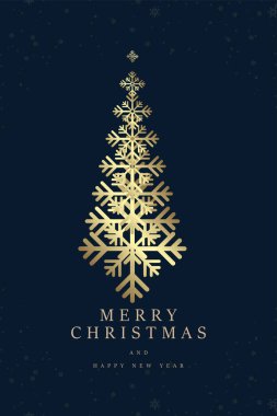 Premium kar yağışlı yeni yıl afişi lüks Noel sembolleri konseptlerinin taşıyıcısıdır. Zarif kar taneleri