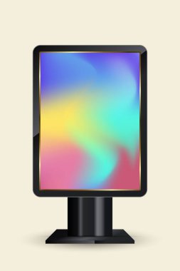 The Outdoor Led Mockup Dijital Stand İmza LED Modifiye Model Model Model Model Dijital Stand, ve the Outdoor Large Large LED Screen Mock Siyah gerçekçi stand vektörü.