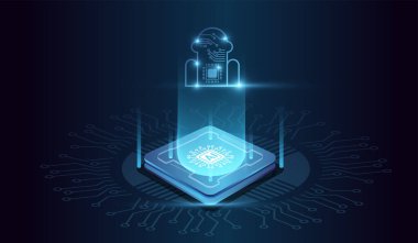 Robot yapay zeka teknolojisi fütüristik devre dijital vektörü. Soyut dijital gelecek tasarımı. Al, yapay zeka. Modern robot geleceksel tasarımı.