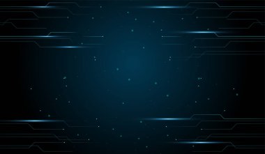 Soyut teknoloji fütüristik arkaplan tasarımı koyu arkaplan vektörü üzerinde parlayan mavi devre benzeri çizgiler, illüstrasyon tasarımı