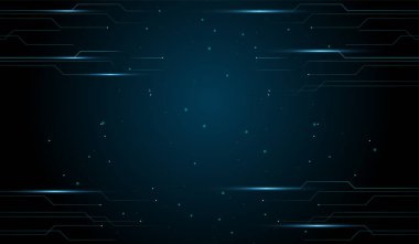 Soyut teknoloji fütüristik arkaplan tasarımı koyu arkaplan vektörü üzerinde parlayan mavi devre benzeri çizgiler, illüstrasyon tasarımı