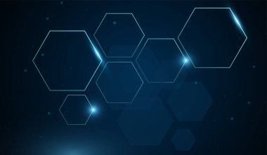 Koyu mavi arkaplandaki AI mavi ışık çizgileri, koyu mavi arkaplan ve parlak altıgen çizgiler. Küçük ışık parçacıkları, yüksek teknolojili ve modern bir vektör vererek dağılmış durumda.