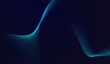 Koyu arkaplan ile parlayan çizgilerden oluşan mavi soyut dalga deseni, modern mor eğimli dalga çizgileri. Gelecekçi teknoloji kavramı gelecekçi teknoloji kavramı. Vektör illüstrasyonu