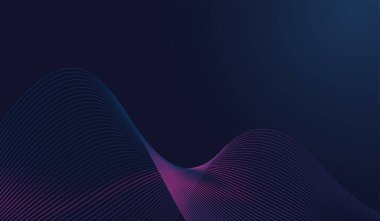 Soyut dalgalı çizgiler, kıvrımlı çizgiler zarif bir şekil alıyor. Akan dinamik dalgalarla birlikte teknoloji arka planı. Vektör illüstrasyonu.