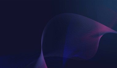 Soyut bileşim akışkan, kıvrımlı çizgiler ve akan dinamik dalgalarla parlayan bir gradyan etkisi gösterir. Vektör illüstrasyonu