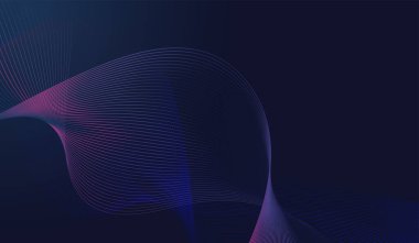 Soyut bileşim, pembe ve mavi vektör illüstrasyonunda dalgalanan dinamik çizgi ile parlayan bir gradyan etkisi olan sıvı, eğri çizgiler sergiliyor.