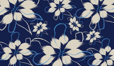 El arkaplanında çiçek desenli, dikdörtgen desensiz bir çiçek deseni. Dikensiz, soyut çiçek desenleri çizen geleneksel bir el.