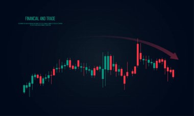 Mumlar aşağı eğilim koyu arkaplan, kırmızı ve yeşil mum çubukları Forex pazarı için, bir mum tick grafik tablosu asgari konsept içinde.