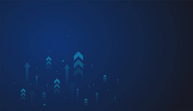 Arrow Up Growth Investment Technology, Ticarette Finansal Veri Grafiği Artırma ve Forex ticaret konsepti vektör ilüstrasyonunda boğa ivmesi