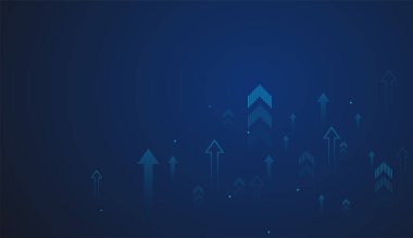 Canlı bir eğilim ve çeşitli ok stilleri, finansal veya ticari başarıyı görselleştirmek için ideal olan artan momentumu vurgular. konsept vektör illüstrasyonu