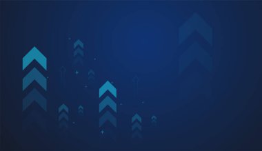 Mavi ok grupları, yükselen pazar eğilimlerini sembolize eder ve Forex ticaret kavramı vektör ilüstrasyonunda zorbalık momentumunu sembolize eder