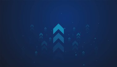 Yükselen oklar, yükselen pazar eğilimlerini ve Forex ticaret konsept vektör ilüstrasyonundaki zorba momentumu sembolize eder