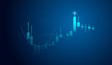 Eğilim artışı için bir finans ticaret i pazarı ve mavi grafik elementleri grafikleri vektör, illüstrasyon