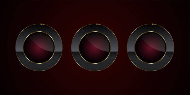 Koyu kırmızı gradyan sembolü, element, şekil, simge ve premium düğme vektör tasarımı için üç dairenin toplanması