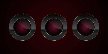 Koyu kırmızı gradyan sembolü, element, şekil, simge ve premium düğme vektör tasarımı için üç dairenin toplanması