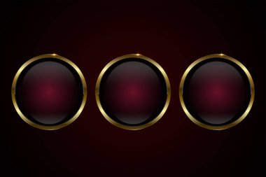 Kırmızı lüks daire vektör düğmeleri koyu kırmızı arka planda dizayn edildi. Üç Premium kırmızı daire tuşu, element, web UI, sembol ve 3d yuvarlak siyah parlak tuş