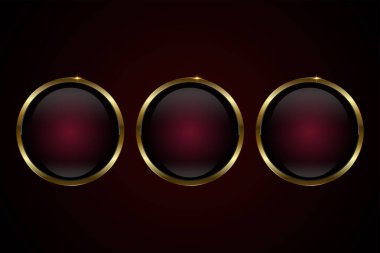 Kırmızı lüks daire vektör düğmeleri koyu kırmızı arka planda dizayn edildi. Üç Premium kırmızı daire tuşu, element, web UI, sembol ve 3d yuvarlak siyah parlak tuş