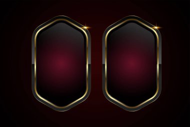 İki adet lüks 3D parlak koyu kırmızı düğme vektörü, illüstrasyon. Dikey olarak uzatılmış düğme koyu siyah-bordo renginde, zarafet saçıyor.