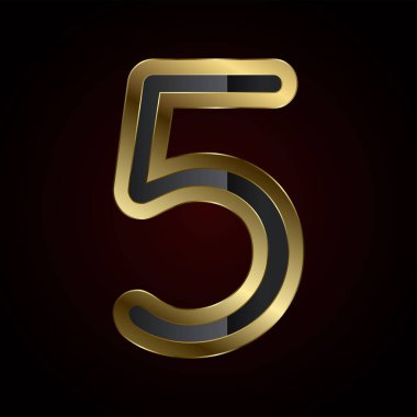 Zengin altın çizgileri ve parlak siyah iç tasarımı ile lüks bir numara Beş, zarafet yayar ve üst düzey tasarım, illüstrasyon