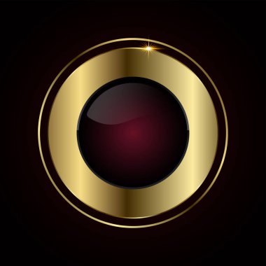 İnce bir yıldız patlaması ile geliştirilmiş siyah, altın ve koyu kırmızı tonların cilalanmış bir kombinasyonu, nihai prestij vektörünü, illüstrasyon tasarım düğmesini çağrıştırır.