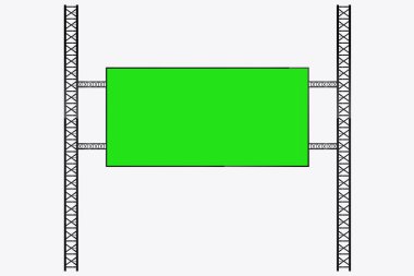 Sokaktaki ışık kutusunda SIGN 'i tanıtmak için kullanılan iki sütun üzerinde asılı bir LED Mockup yeşil ekran gerçekçi ekran vektörü için Dijital Grenn ekran LED teknolojisi