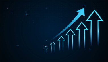 Mavi oklar, güçlü pazar büyümesini ve boğa eğilimlerini sembolize eden parlak mavi oklar. Kontrol panelleri ve mali raporlar için mükemmel.