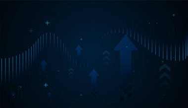 Açık mavi ve cyan renkleri, veri görselleştirme temaları için ideal, parlak ve yüksek teknolojili bir görünüm vererek sahneye hakim. Forex konsept vektör illüstrasyonunun yükseliş eğilimi
