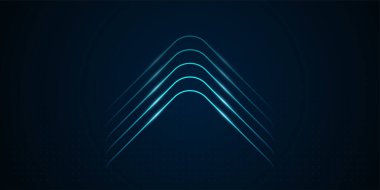 Bir dizi parlayan, kıvrımlı mavi çizgiler yukarı doğru bir ok şekli oluşturur, yükselmeyi ve ileri momentumu temsil eder. vektör illüstrasyonu