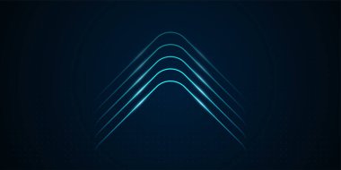 Bir dizi parlayan, kıvrımlı mavi çizgiler yukarı doğru bir ok şekli oluşturur, yükselmeyi ve ileri momentumu temsil eder. vektör illüstrasyonu