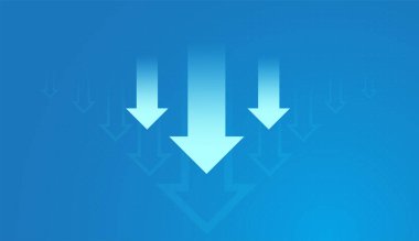 Açık mavi arka plandaki eğilim için oklar düşmek iş, finans ve borsa vektör illüstrasyonunu gösterir