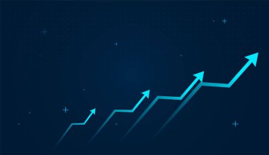 İş konsepti için çoklu oklar yukarı doğru, mavi ok grupları başarıyı, büyümeyi, borsa ve finans eğilimini ve vektör ilüstrasyonunu gösteriyor