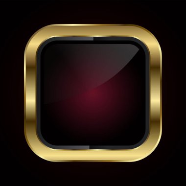 Lüks bir Altın çerçeve düğmesi, prestij ve otoriteyi sembolize eden lüks, gösterişli, parlak, siyah ve altın bir sınır. vektör illüstrasyonu