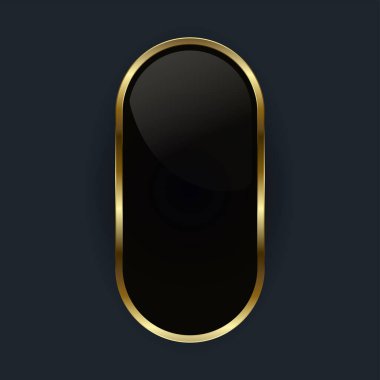 Işıl ışıl altın çerçeveli, zamansız sınıfı ve sofistikeliği sembolize eden lüks, parlak siyah bir merkez. vektör illüstrasyonu