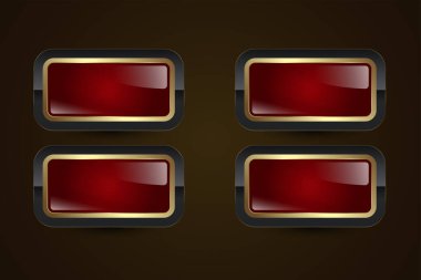 Işıl ışıl altın bir hatla dört koyu lüks ton seti düğmeyi ayrıcalığın ve birinci sınıf kalitenin sembolü yapar. vektör illüstrasyon düğmesi