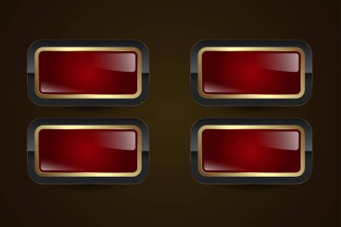 Işıl ışıl altın bir hatla dört koyu lüks ton seti düğmeyi ayrıcalığın ve birinci sınıf kalitenin sembolü yapar. vektör illüstrasyon düğmesi