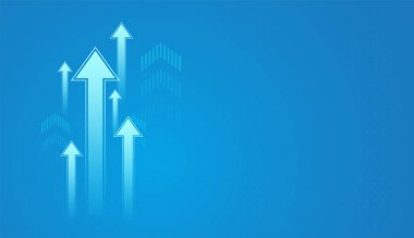 Ok boyutu soldan sağa doğru artar, görsel olarak sürekli gelişmeyi, yükselen başarıyı veya sürekli yükselen momentumu temsil eder. Parlak, geleceksel tasarım.