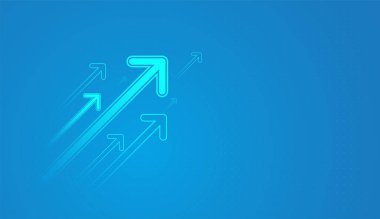 Oklar olumlu eğilimlerin, parlak ve modern tasarımın sembolleri, yenilik, hırs ve gelecekteki başarılara odaklanmanın habercisi olarak öne çıkıyor. Gradyan mavi arkaplan