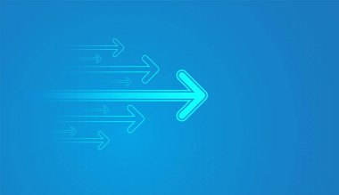 The Moving Forward Arrows to The Succes of Finance and Economic Concepts soyut vektör, illustration Elements. Eski Ticaret için Hareket Eden Oklar mavisi.