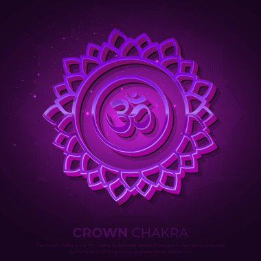 Crown Chakra (Sahasrara) 3D Sembol Belirleme - vektör çizimi