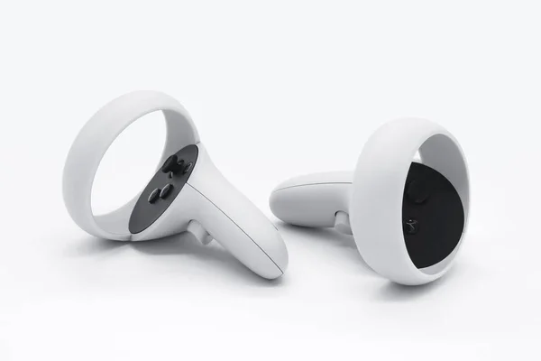 Ελεγκτής Ακουστικών Συσκευών Εικονικής Πραγματικότητας Που Απομονώνεται Λευκό Φόντο — Φωτογραφία Αρχείου