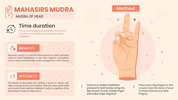 stock vector Exploring the Mahasirs Mudra Benefits, Characteristics and Method -Vector illustration design