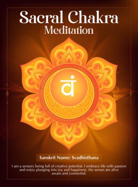 Sacral Chakra Meditation poster Design-Vector illustration clipart