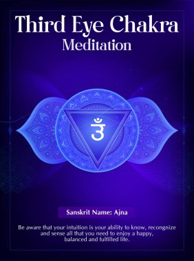 Üçüncü Göz Çakra Meditasyon poster tasarımı-Vektör illüstrasyonu