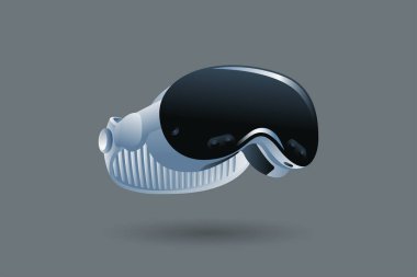 İleri teknoloji VR Gözlükleri - Sanal gerçeklik aygıtı, 360 VR modern kask-vektör çizimi