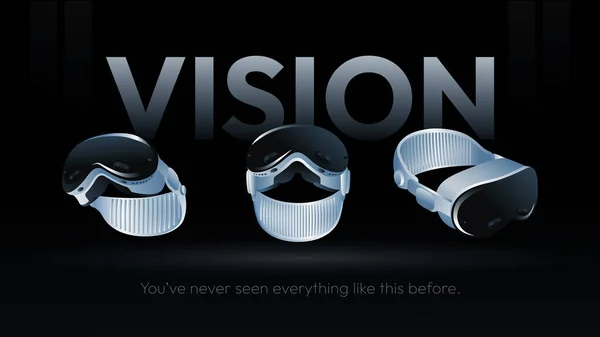 Vision Pro Futuristic Glasses Objevte Budoucnost Přes 360 Moderní Přilba — Stockový vektor