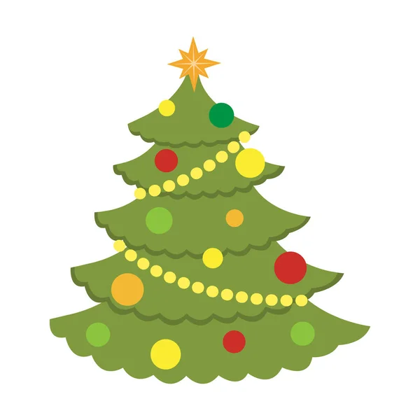 Zima Kolorowe Kreskówki Boże Narodzenie Drzewo Wektor Zestaw Ilustracja — Wektor stockowy
