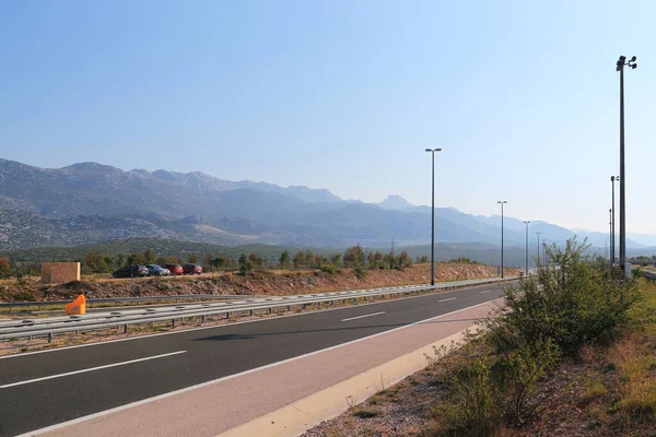 stock image This is a modern section of the Adriatic highway in Croatia in the early morning.