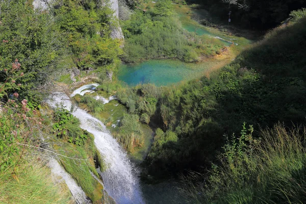 Plitvice Croácia Setembro 2016 Esta Uma Vista Dos Lagos Cachoeiras — Fotografia de Stock