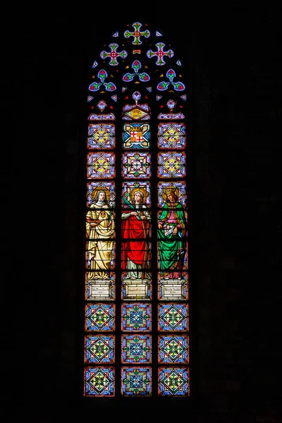 Barcelona Spanien Maj 2017 Detta Ett Färgade Glasfönstren Basilikan Santa — Stockfoto